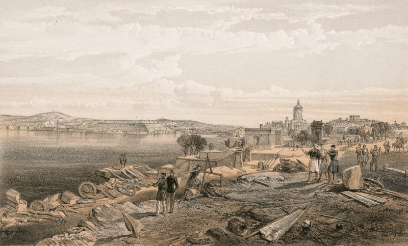 Sebastopol ze zadní části Fort Nicholas při pohledu na jih od William Crimea Simpson