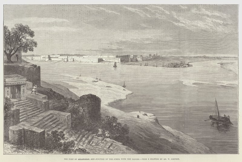 Pevnost Allahabad a křižovatka Jumna s Gangou od William Crimea Simpson