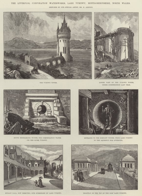 Liverpool Corporation Waterworks, Lake Vyrnwy, Montgomeryshire, Severní Wales od William Crimea Simpson