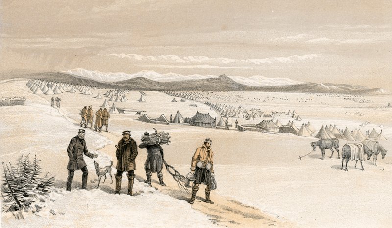 Tábor 2. divize, při pohledu na východ, leden 1855 od William Crimea Simpson