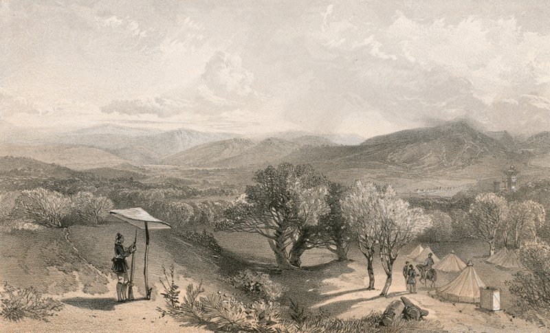 Údolí Baidar ze zadní Petroskiho vily při pohledu na východ od William Crimea Simpson