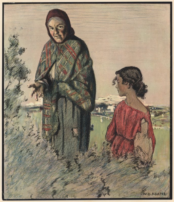 Gipsy, „Řekni své štěstí, pěkný gentleman“ (barva lito) od William Dacres Adams