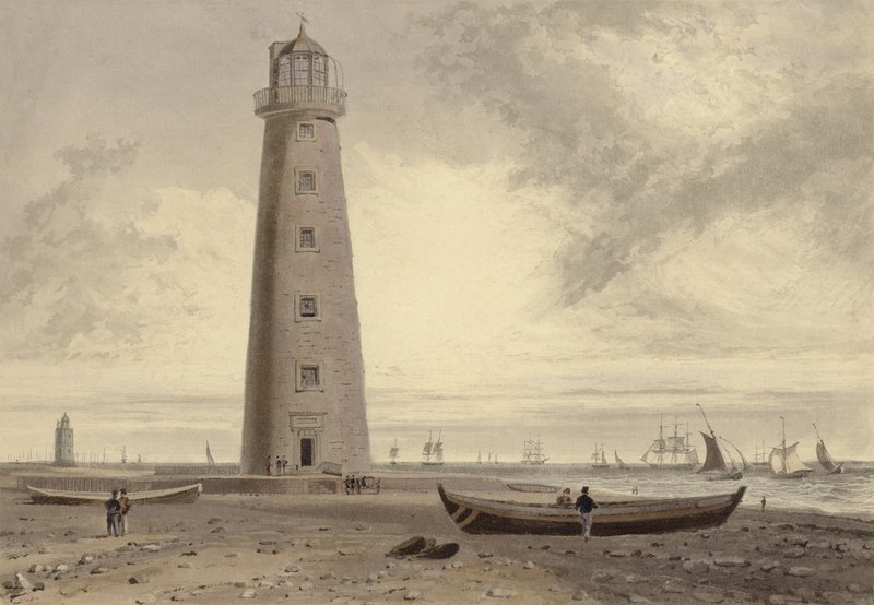 Majáky Orford Ness, Suffolk (akvatinta) od William Daniell