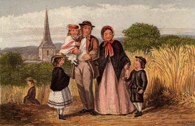 Neděle ráno: rodina se vrací z kostela (chromolitho) od William Dickes