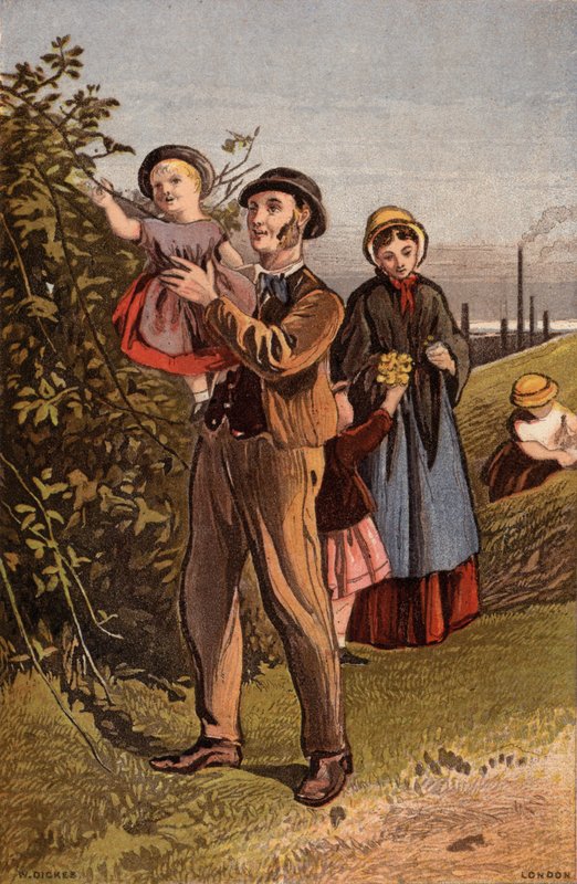 The Country Walk: rodinná procházka v přírodě (chromolitho) od William Dickes