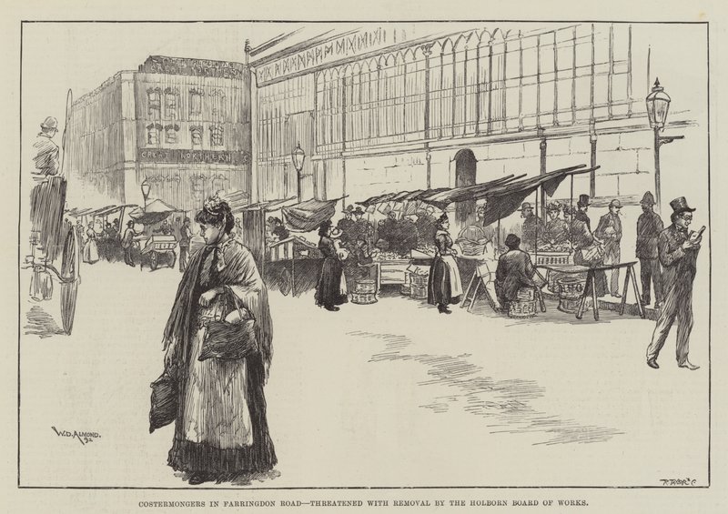 Costermongers na Farringdon Road, kterým Holborn Board of Works vyhrožuje odstraněním od William Douglas Almond