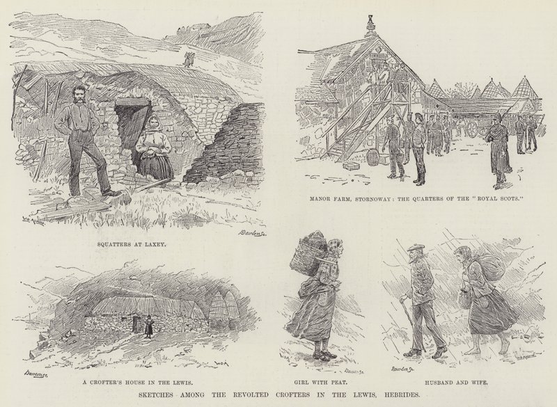 Náčrtky mezi Revolted Crofters v Lewis, Hebridy od William Douglas Almond