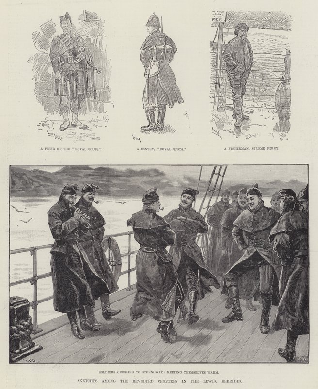 Náčrtky mezi Revolted Crofters v Lewis, Hebridy od William Douglas Almond