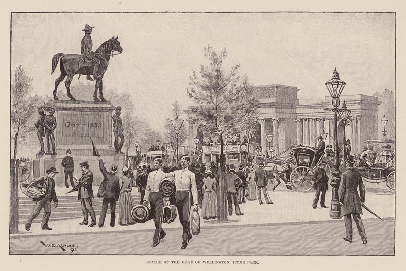 Socha vévody z Wellingtonu, Hyde Park (rytina) od William Douglas Almond