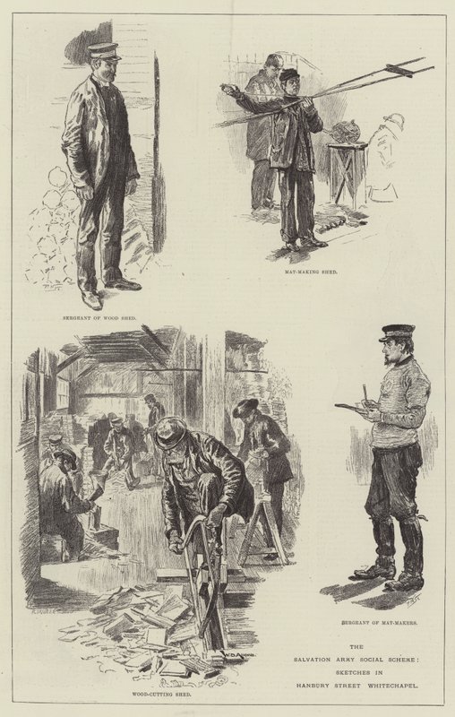 Sociální schéma Armády spásy, Sketches in Hanbury Street, Whitechapel od William Douglas Almond