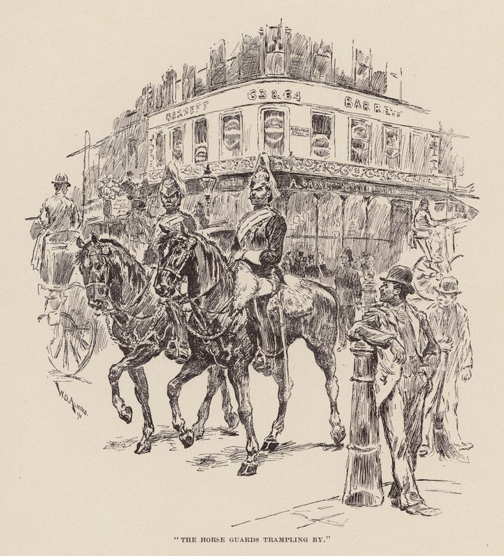 "Koňská stráž přešlapuje" (rytina) od William Douglas Almond