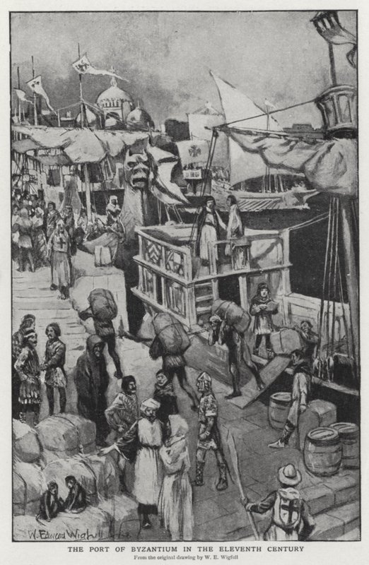 Přístav Byzantium v jedenáctém století (litho) od William Edward (after) Wigfull
