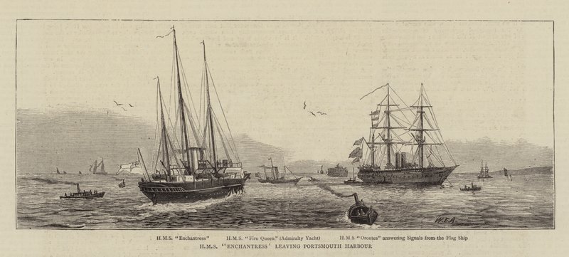 HMS Enchantress opouští přístav Portsmouth od William Edward Atkins