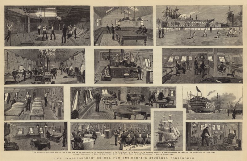 Škola HMS Marlborough pro studenty inženýrství, Portsmouth od William Edward Atkins