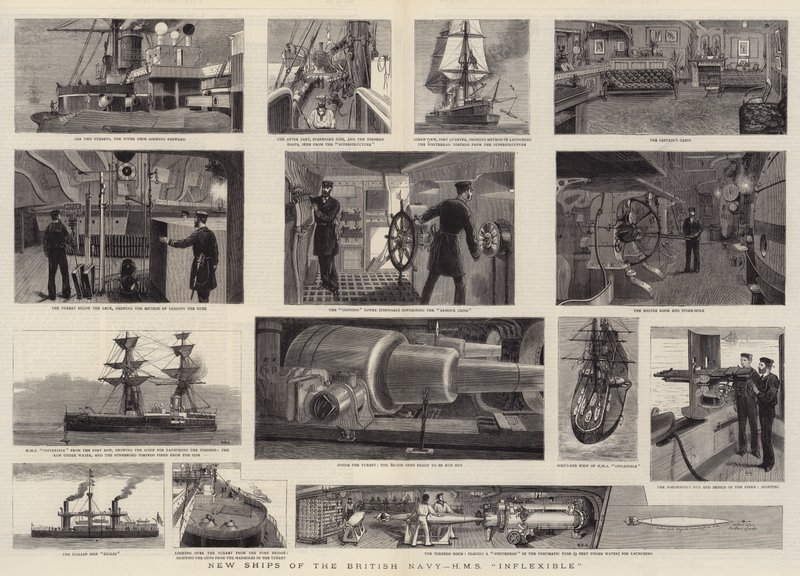 Nové lodě britského námořnictva, HMS Inflexible od William Edward Atkins