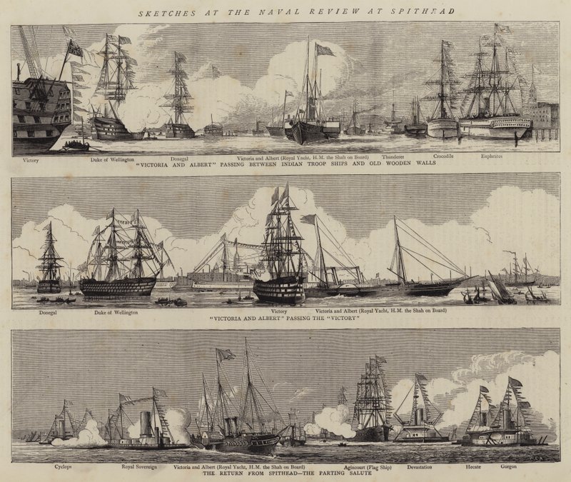 Sketches at Naval Review at Spithead (rytina) od William Edward Atkins