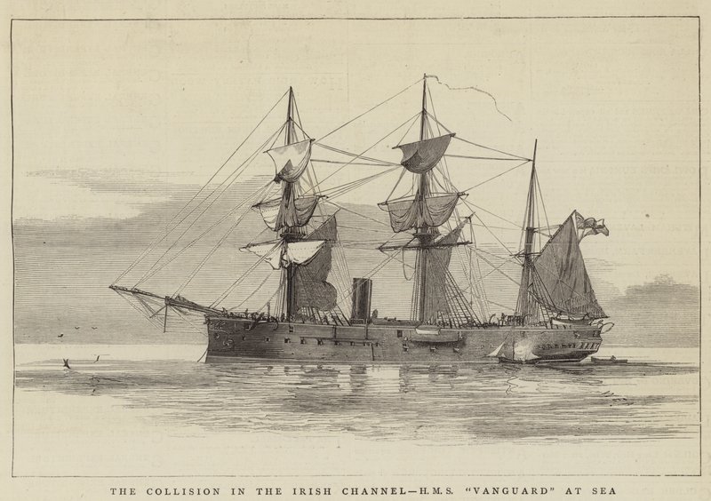 Srážka v Irském průlivu, HMS Vanguard na moři od William Edward Atkins