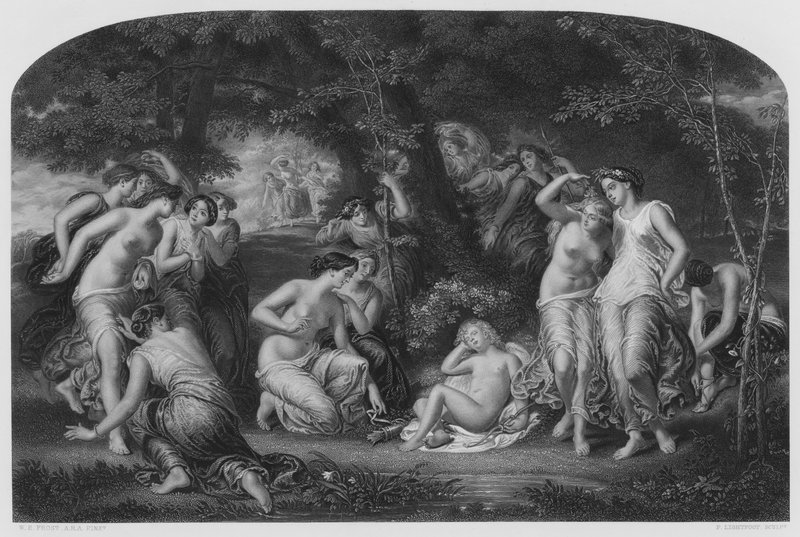 Disarming of Cupid, z obrázku v královské sbírce (rytina) od William Edward Frost