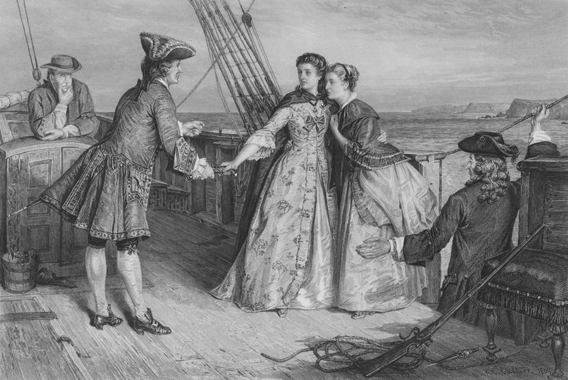 Minna bere pistoli od Bunce na obranu sebe a své sestry (rytina) od William Ewart Lockart