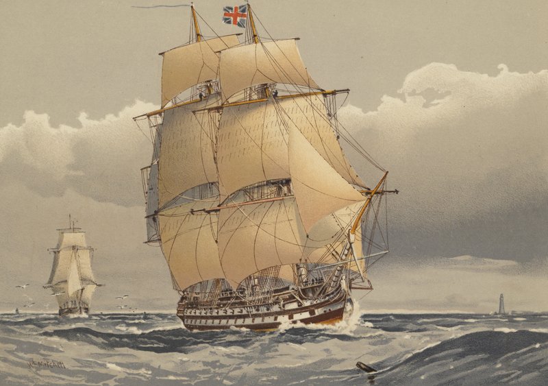 Řadová loď se 74 děly, kolem roku 1794 od William Frederick Mitchell