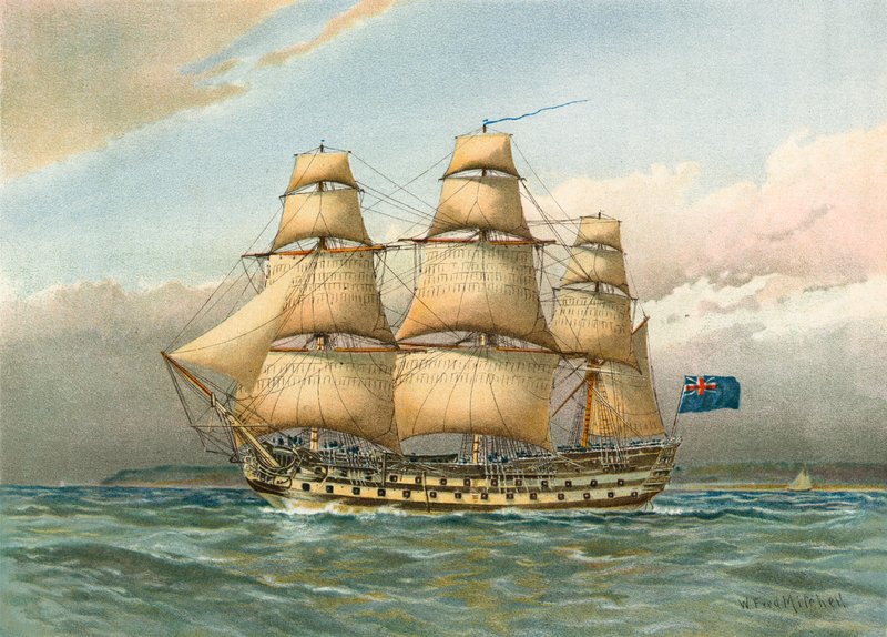 Bitevní loď kolem roku 1760 od William Frederick Mitchell