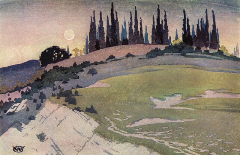 The Passing of the Crescent, Umbria (barevné lito) od William Giles