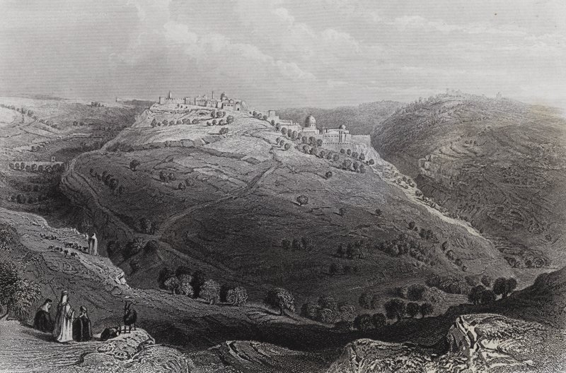 Mount Lion, Jeruzalém, z Hill of Evil Counsel od William H. Bartlett