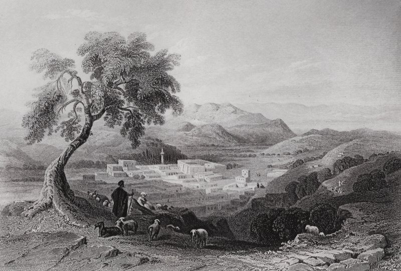 Nazareth, při pohledu na rovinu Esdraelon (rytina) od William H. Bartlett