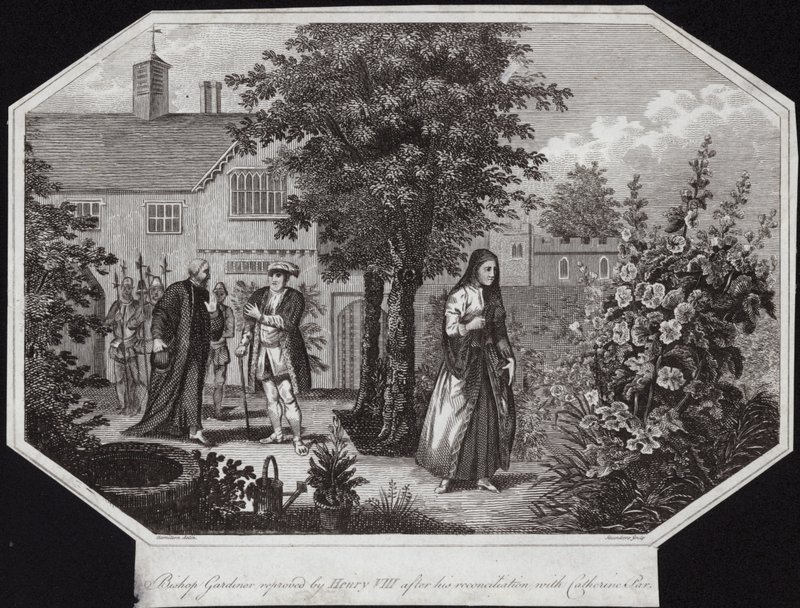 Biskup Gardiner pokárán Jindřichem VIII. po jeho usmíření s Catherine Parrovou od William Hamilton