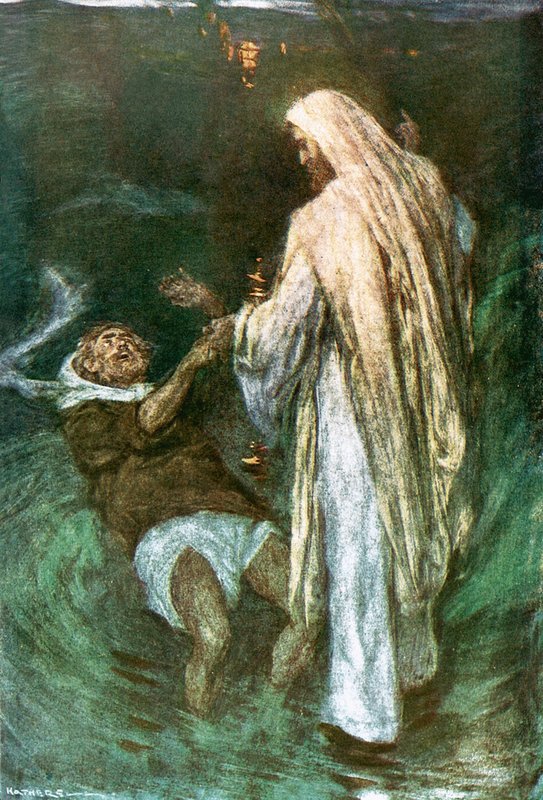 Kristus kráčí po moři od William Hatherell