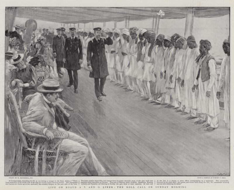 Life on Board a P and O Liner, Roll Call v neděli ráno od William Hatherell