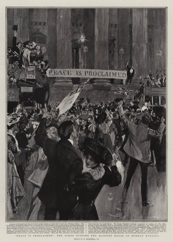 Mír je vyhlášen, scéna před Mansion House v neděli večer od William Hatherell