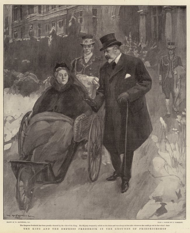 Král a císařovna Fridrich v areálu Friedrichshofu od William Hatherell
