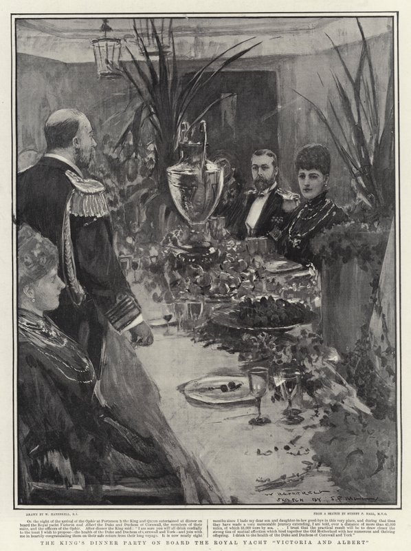 Královská večeře na palubě královské jachty Victoria and Albert od William Hatherell