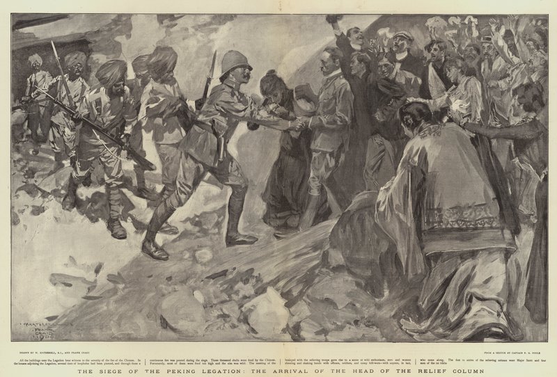 Obléhání pekingské legace, příjezd čela pomocné kolony od William Hatherell
