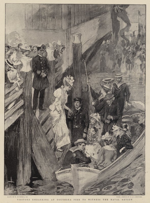Návštěvníci nalodění na Southsea Pier, aby byli svědky Naval Review od William Hatherell