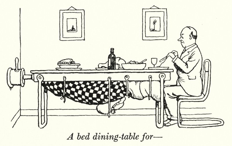 Postel jídelní stůl pro (litho) od William Heath Robinson