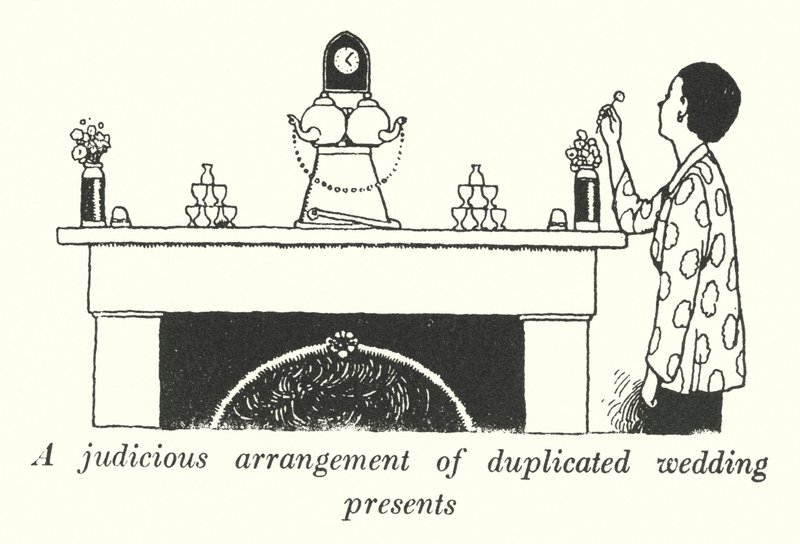 Rozumné uspořádání duplicitních svatebních darů (litho) od William Heath Robinson