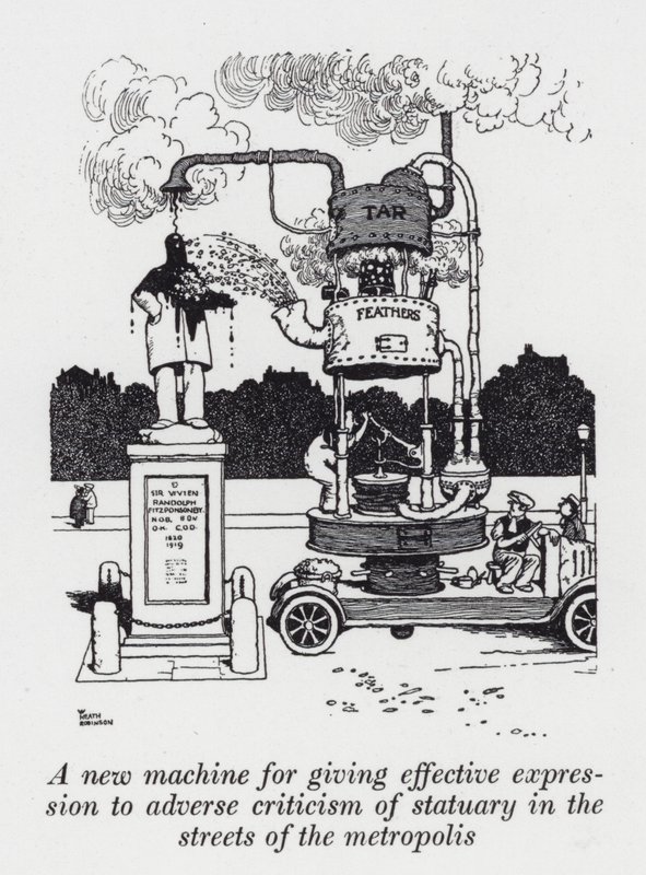 Nový stroj pro efektivní vyjádření nepříznivé kritiky soch v ulicích metropole (litho) od William Heath Robinson