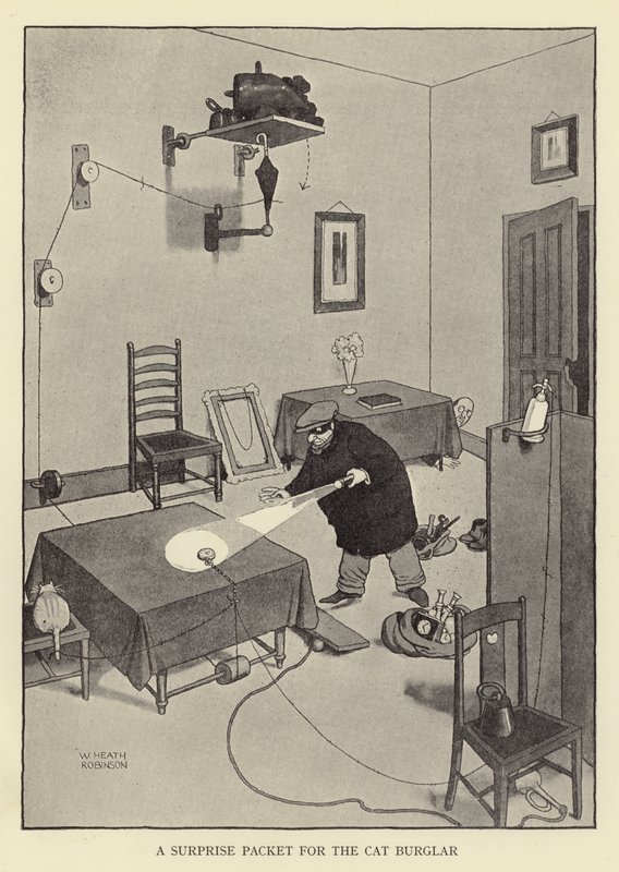 Překvapivý balíček pro kočičího zloděje od William Heath Robinson