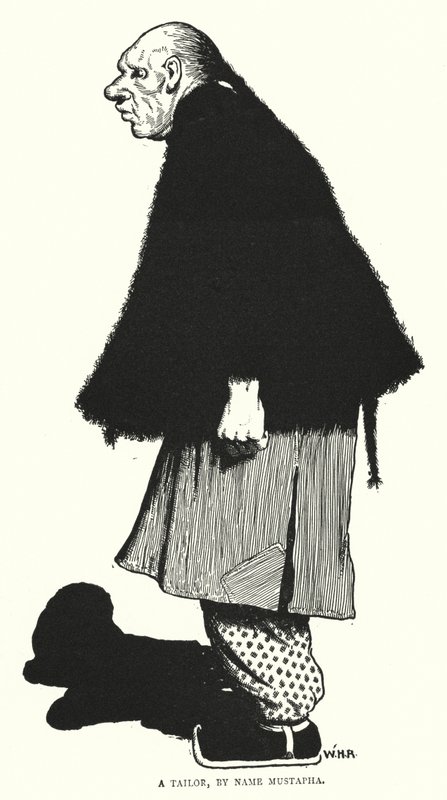 Krejčí, jménem Mustapha (rytina) od William Heath Robinson
