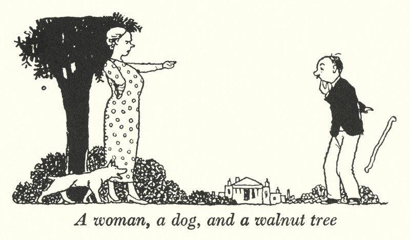 Žena, pes a ořech (litho) od William Heath Robinson