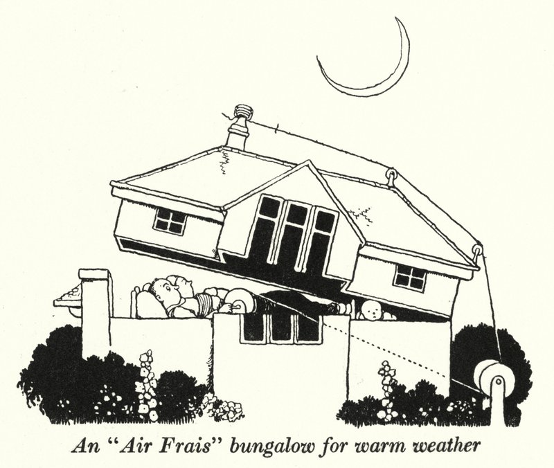 Bungalov "Air Frais" pro teplé počasí (litho) od William Heath Robinson
