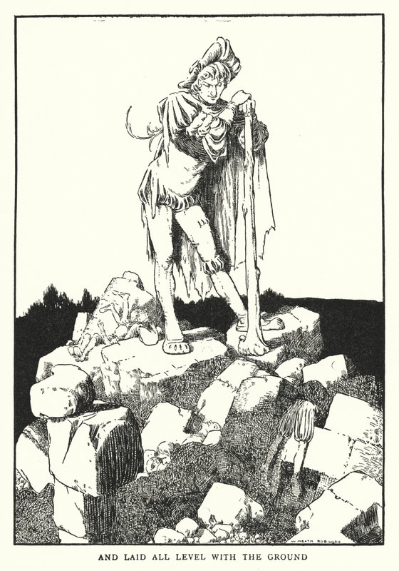 A položil celou úroveň se zemí (litho) od William Heath Robinson