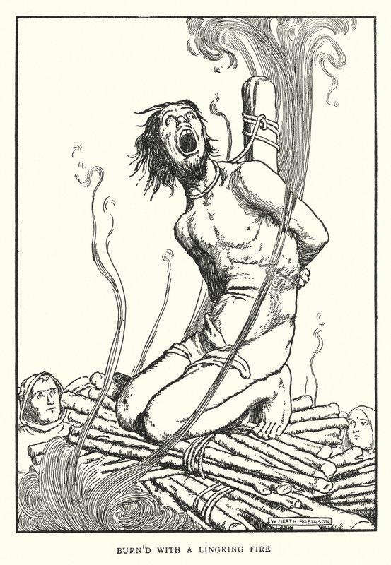 Spálený přetrvávajícím ohněm (litho) od William Heath Robinson