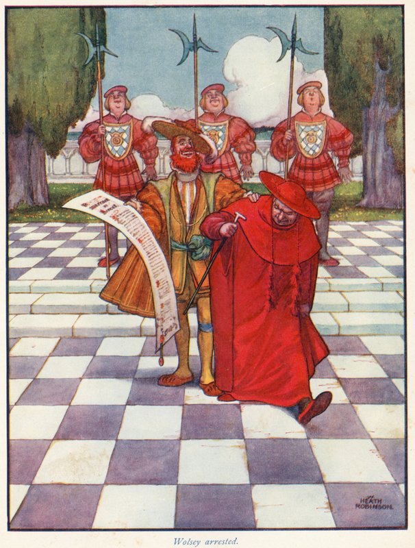 Kardinál Wolsey zatčen od William Heath Robinson