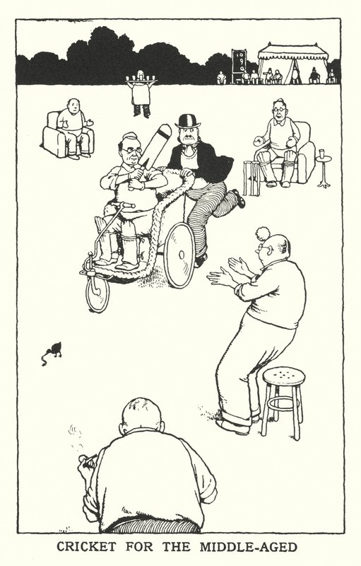 Kriket pro střední věk (litho) od William Heath Robinson