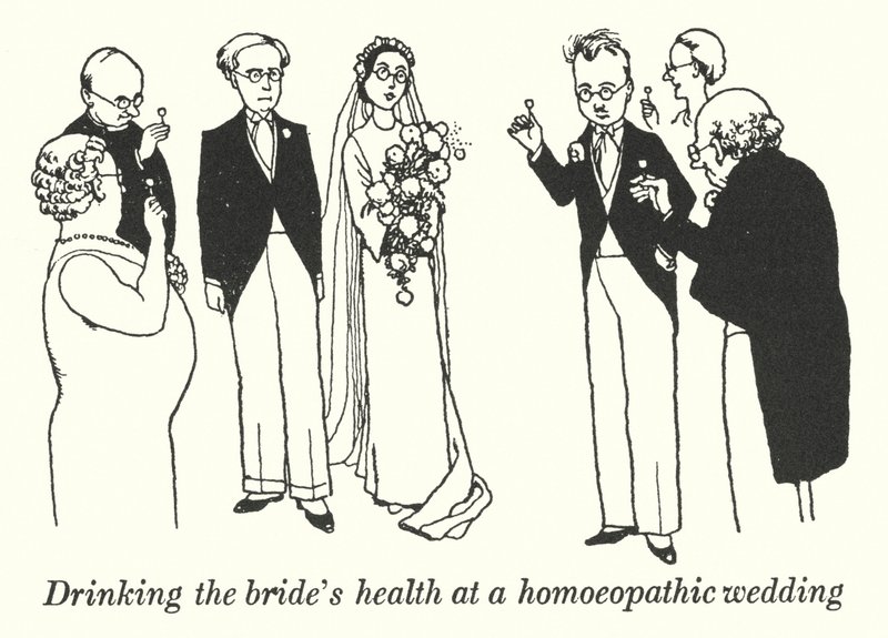 Pití zdraví nevěsty na homeopatické svatbě (litho) od William Heath Robinson