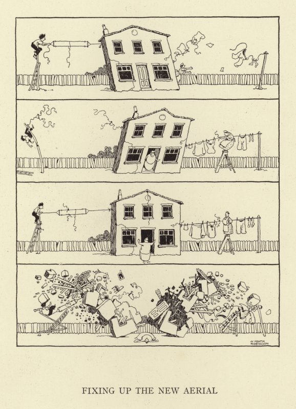 Oprava nové antény od William Heath Robinson