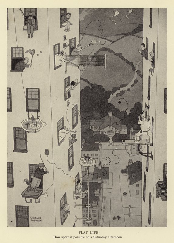 Plochý život, jak je možné sportovat v sobotu odpoledne od William Heath Robinson